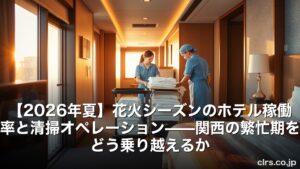 【2026年夏】花火シーズンのホテル稼働率と清掃オペレーション——関西の繁忙期をどう乗り越えるか
